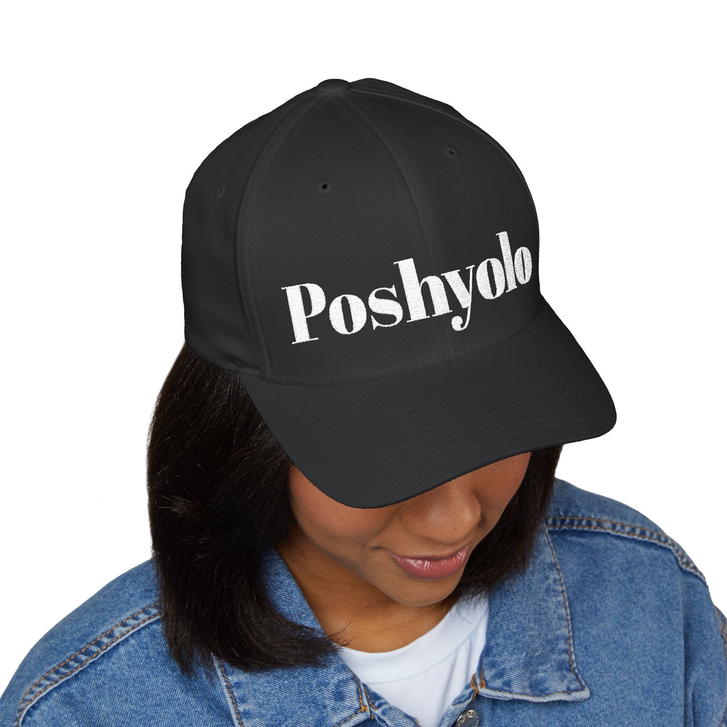 Poshyolo Embroidered Baseball Cap — Luxe Streetwear Black Hat