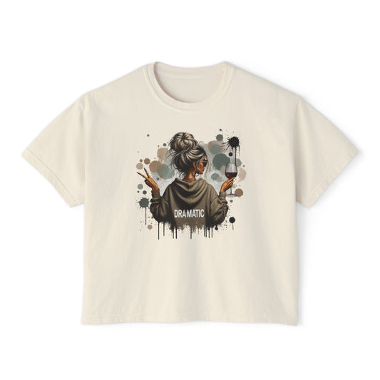 Dramatic Girl Graphic Boxy Tee  Artsy Women's Cropped T‑Shirt