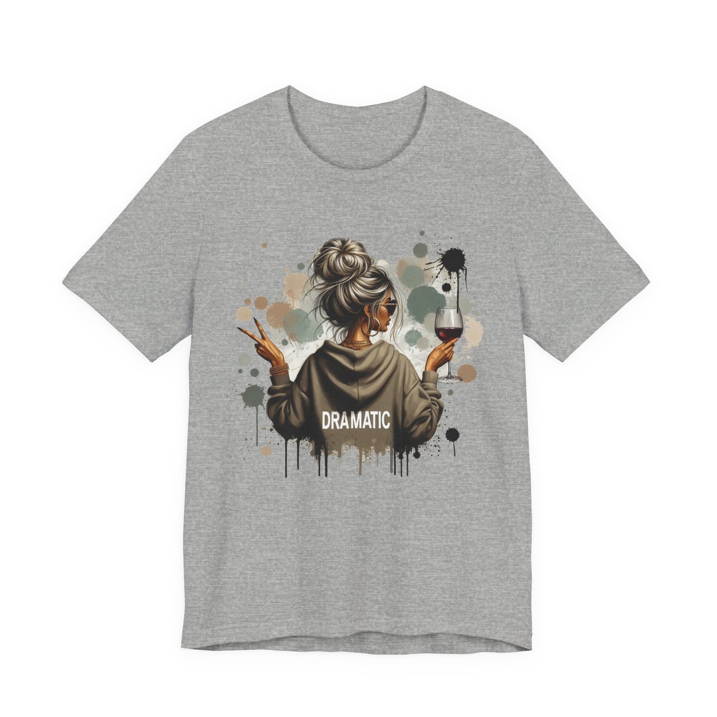 Dramatic Messy Bun Tee  Graphic Woman Holding Wine Glasses
