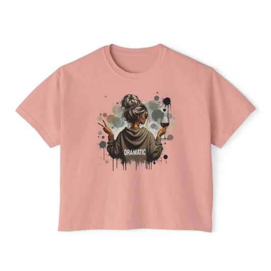 Dramatic Girl Graphic Boxy Tee  Artsy Women's Cropped T‑Shirt