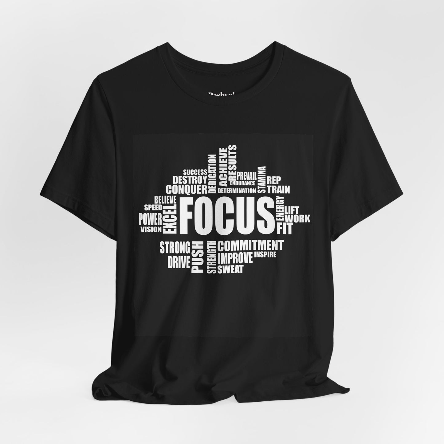 Focus Word Cloud T‑Shirt  Motivational  Tee