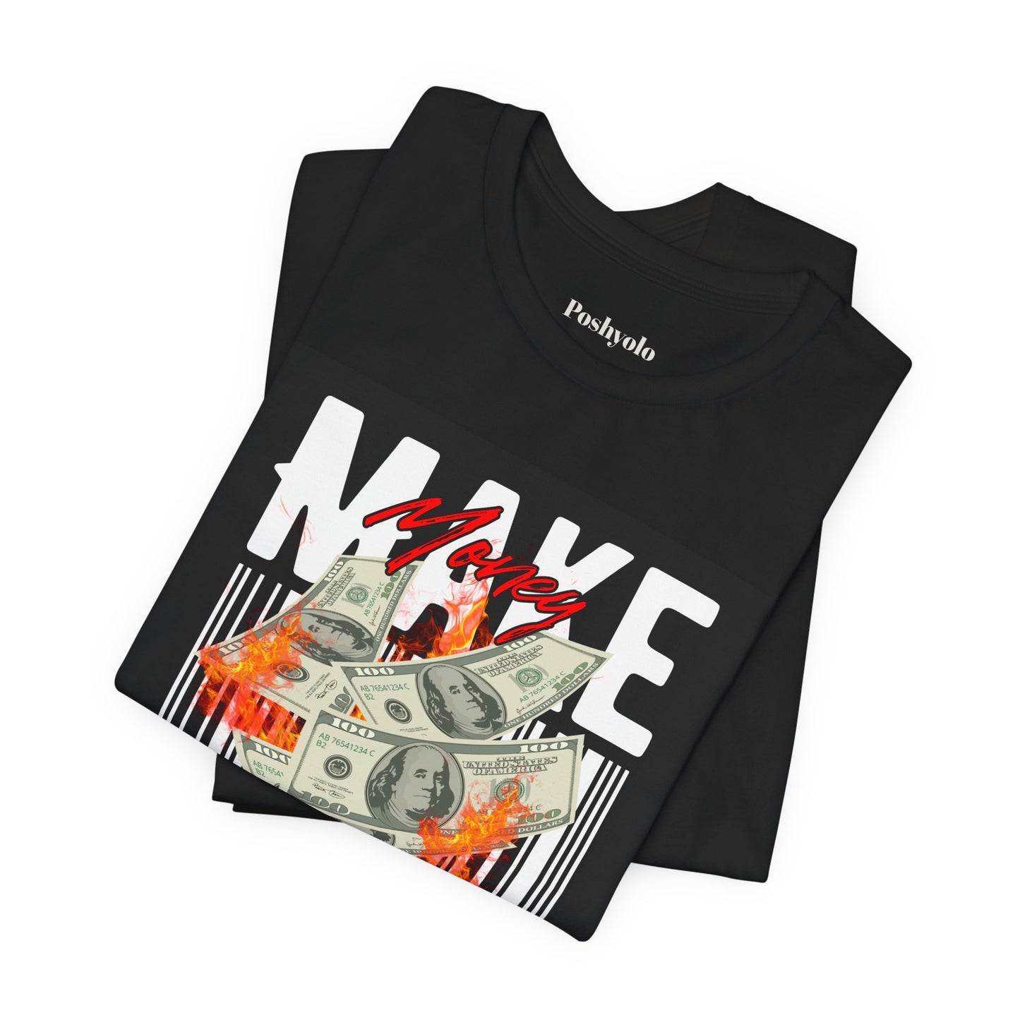 Make Money No Drama T-Shirt  Graphic Cash Burn Streetwear Tee