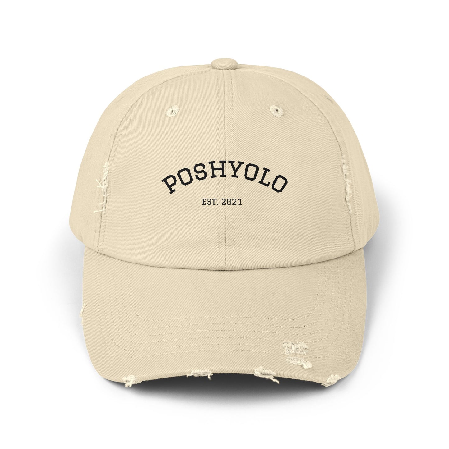 Distressed 'POSHYOLO EST 2021' Baseball Cap