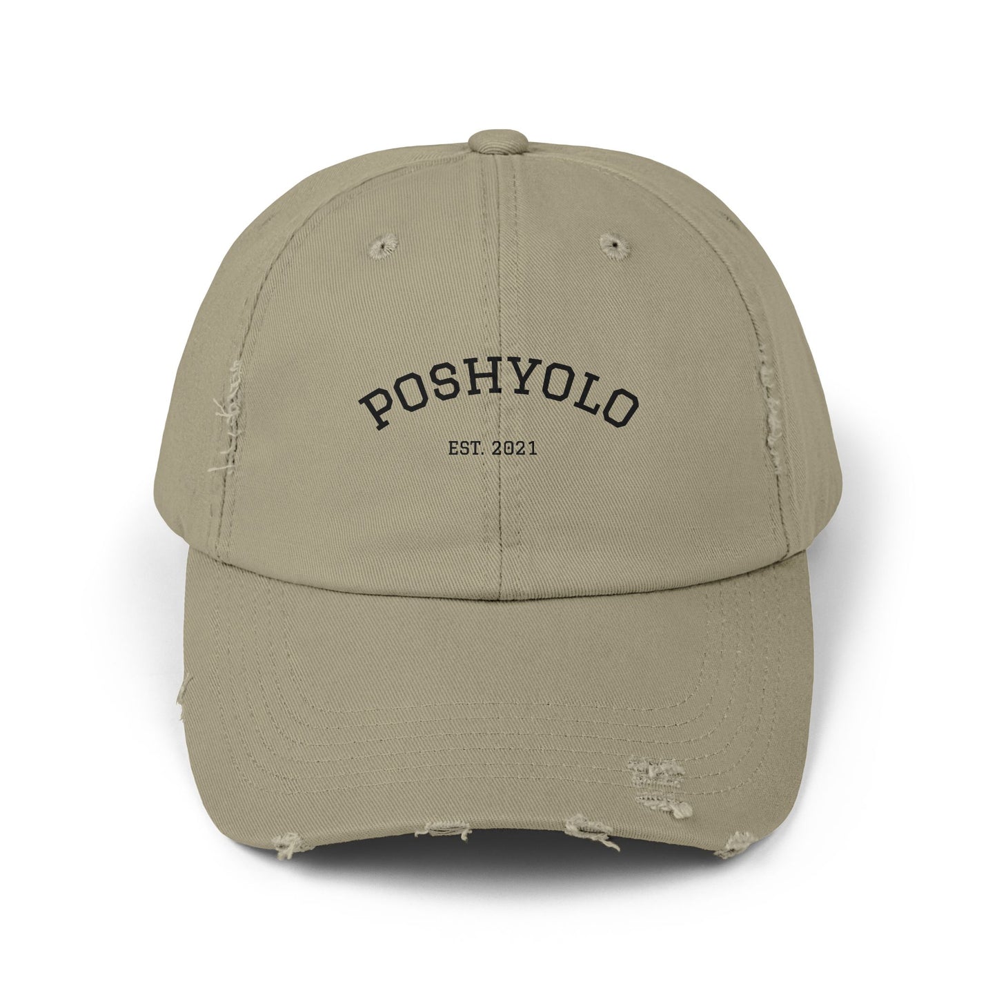 Distressed 'POSHYOLO EST 2021' Baseball Cap