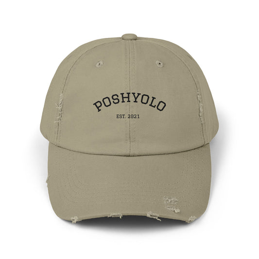 Distressed 'POSHYOLO EST 2021' Baseball Cap
