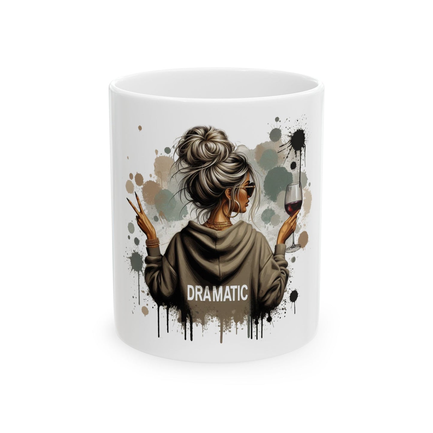 Dramatic Woman Ceramic Mug  'Dramatic' Art Coffee Tea Cup (11oz/15oz)