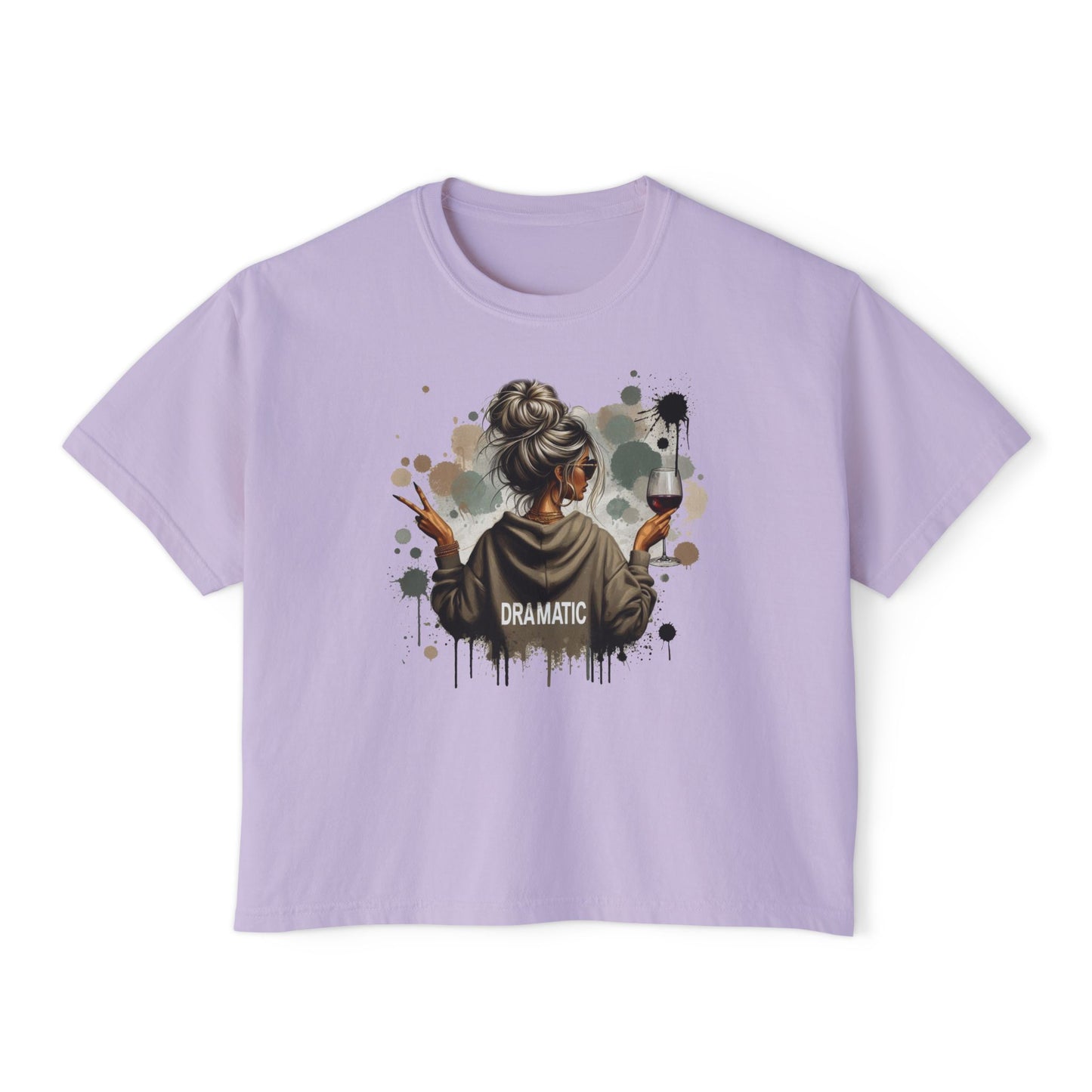 Dramatic Girl Graphic Boxy Tee  Artsy Women's Cropped T‑Shirt