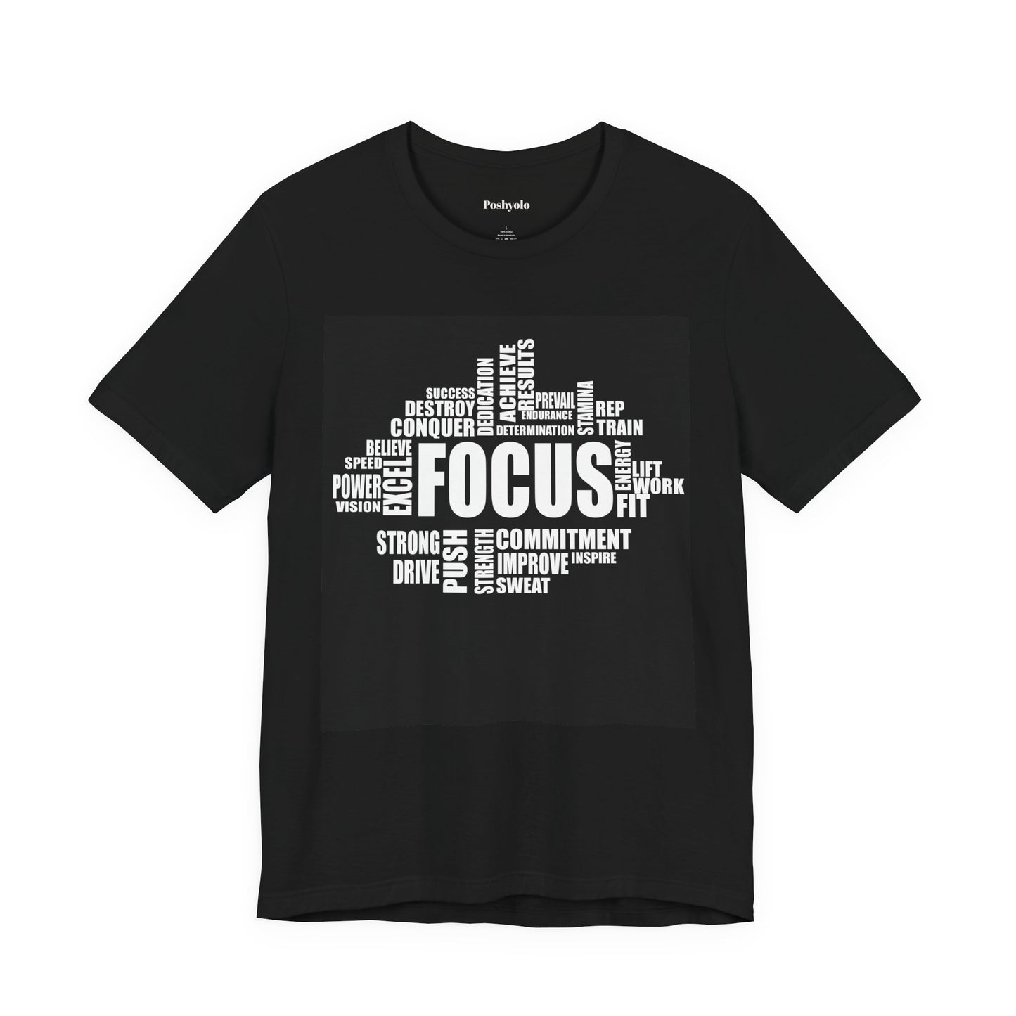 Focus Word Cloud T‑Shirt  Motivational  Tee