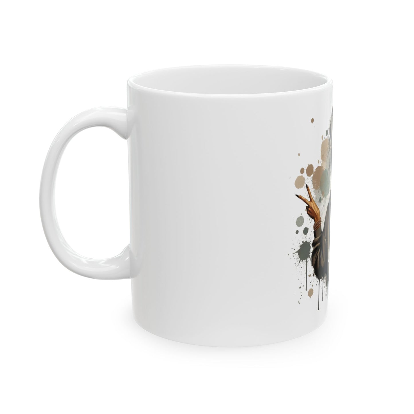 Dramatic Woman Ceramic Mug  'Dramatic' Art Coffee Tea Cup (11oz/15oz)