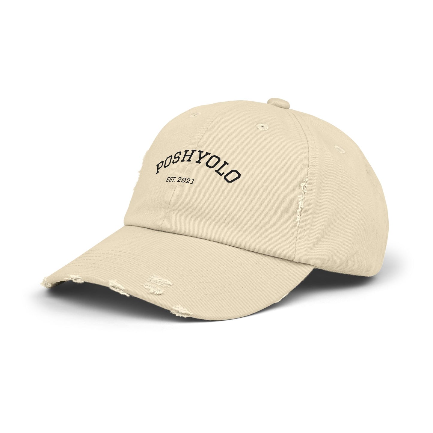 Distressed 'POSHYOLO EST 2021' Baseball Cap