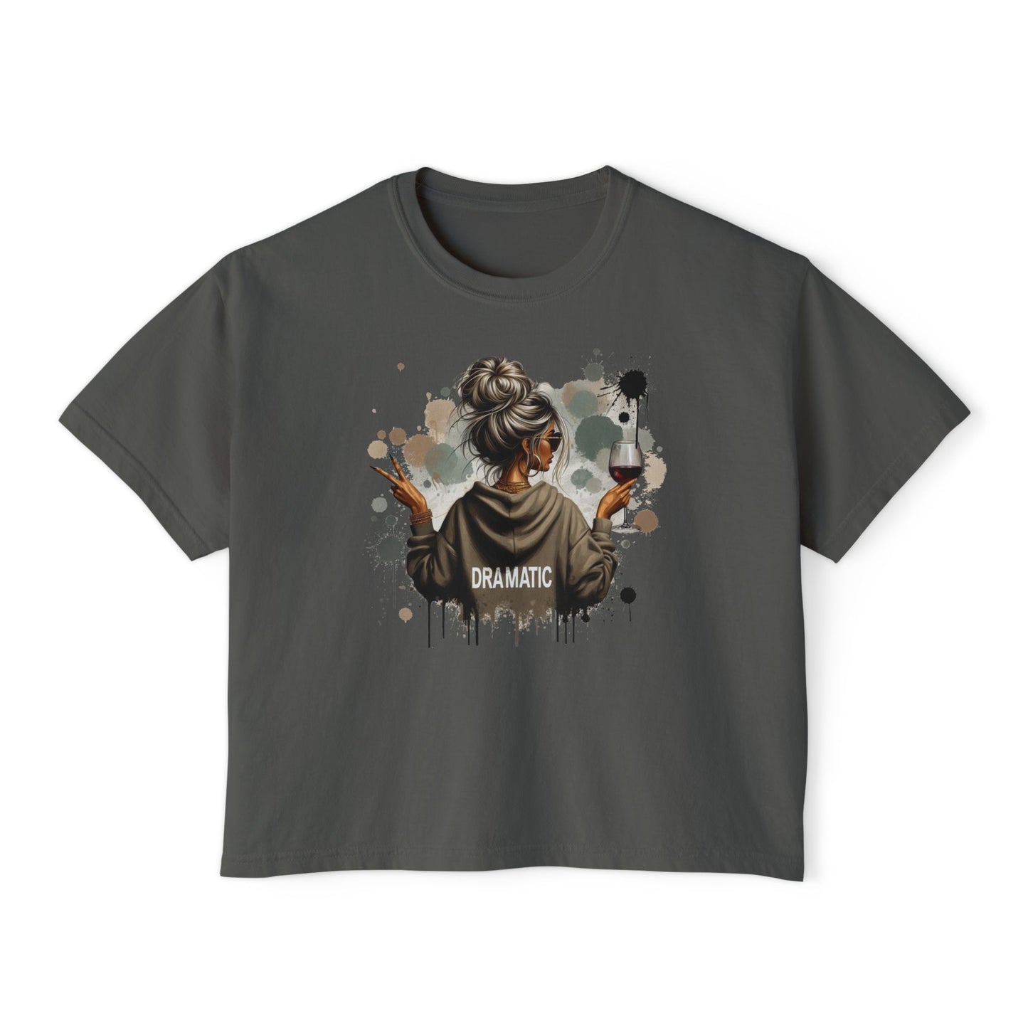 Dramatic Girl Graphic Boxy Tee  Artsy Women's Cropped T‑Shirt